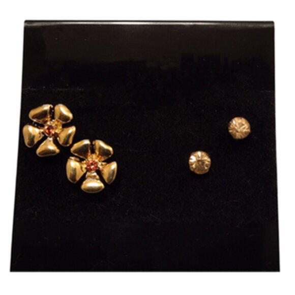 Avon Flower Crystal Sets Pierced Post Earrings Vintage 2 Pairs Gold Small Studs - Picture 3 of 5